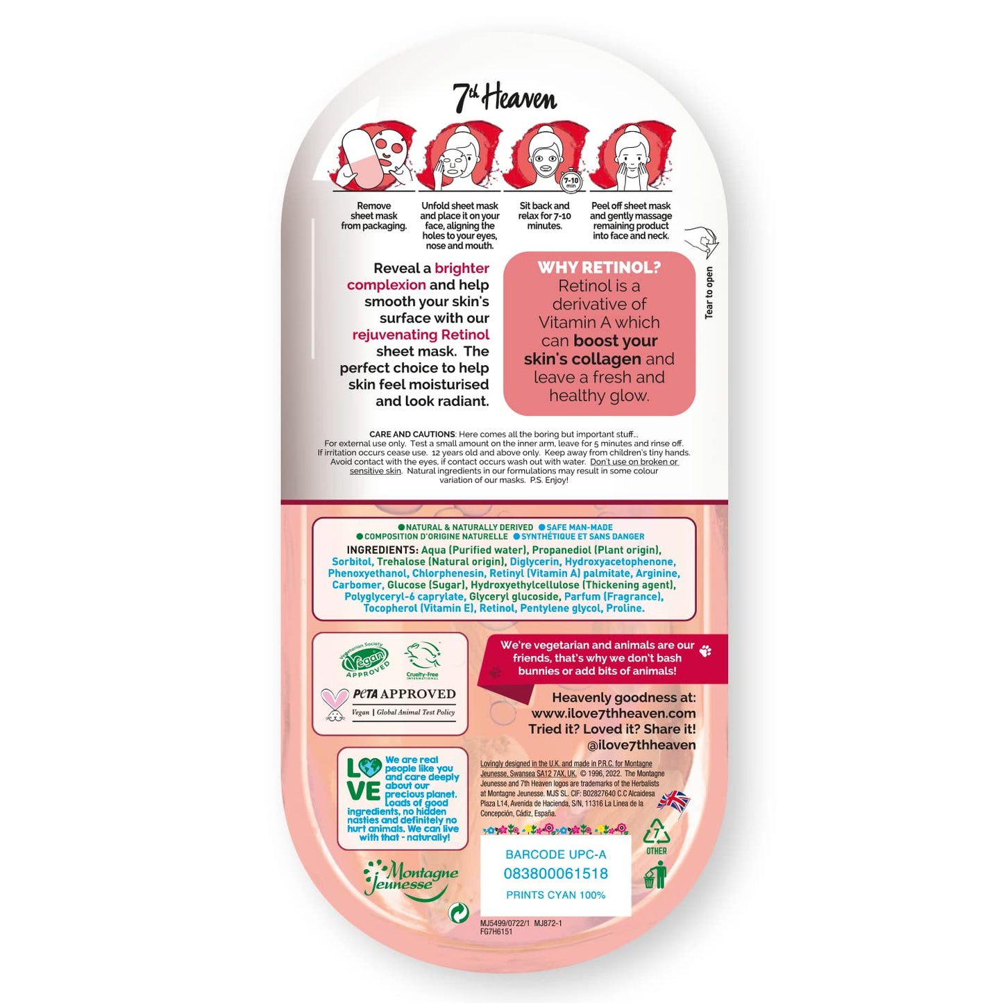 7th Heaven Nutriactive Retinol Sheet Mask (12 Pack)