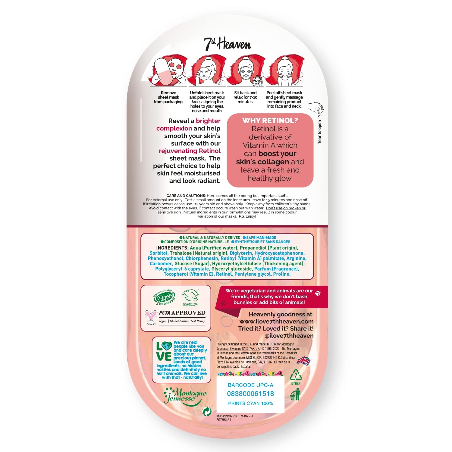 7th Heaven Nutriactive Retinol Sheet Mask (12 Pack)