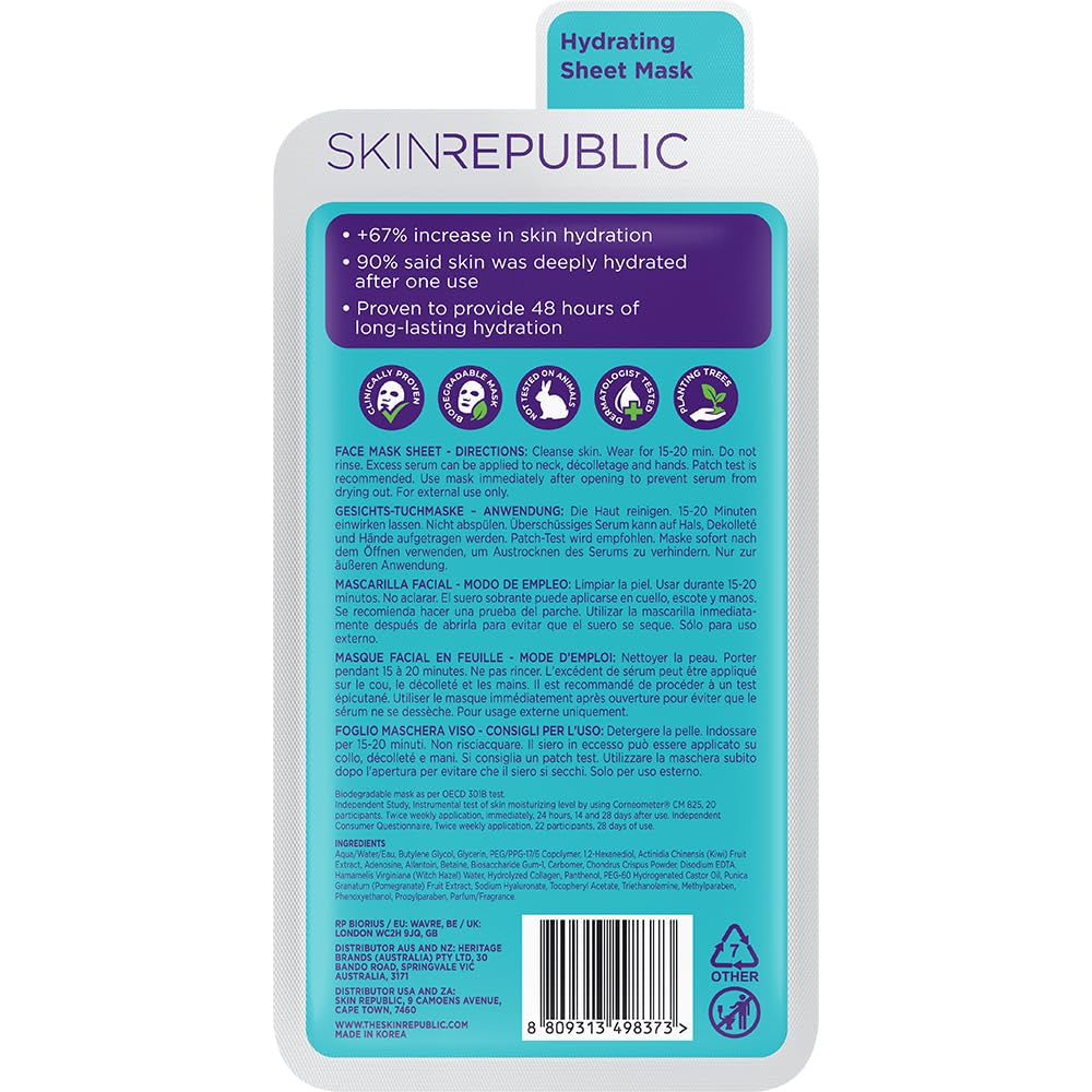 Skin Republic Hyaluronic Acid + Collagen Sheet Mask